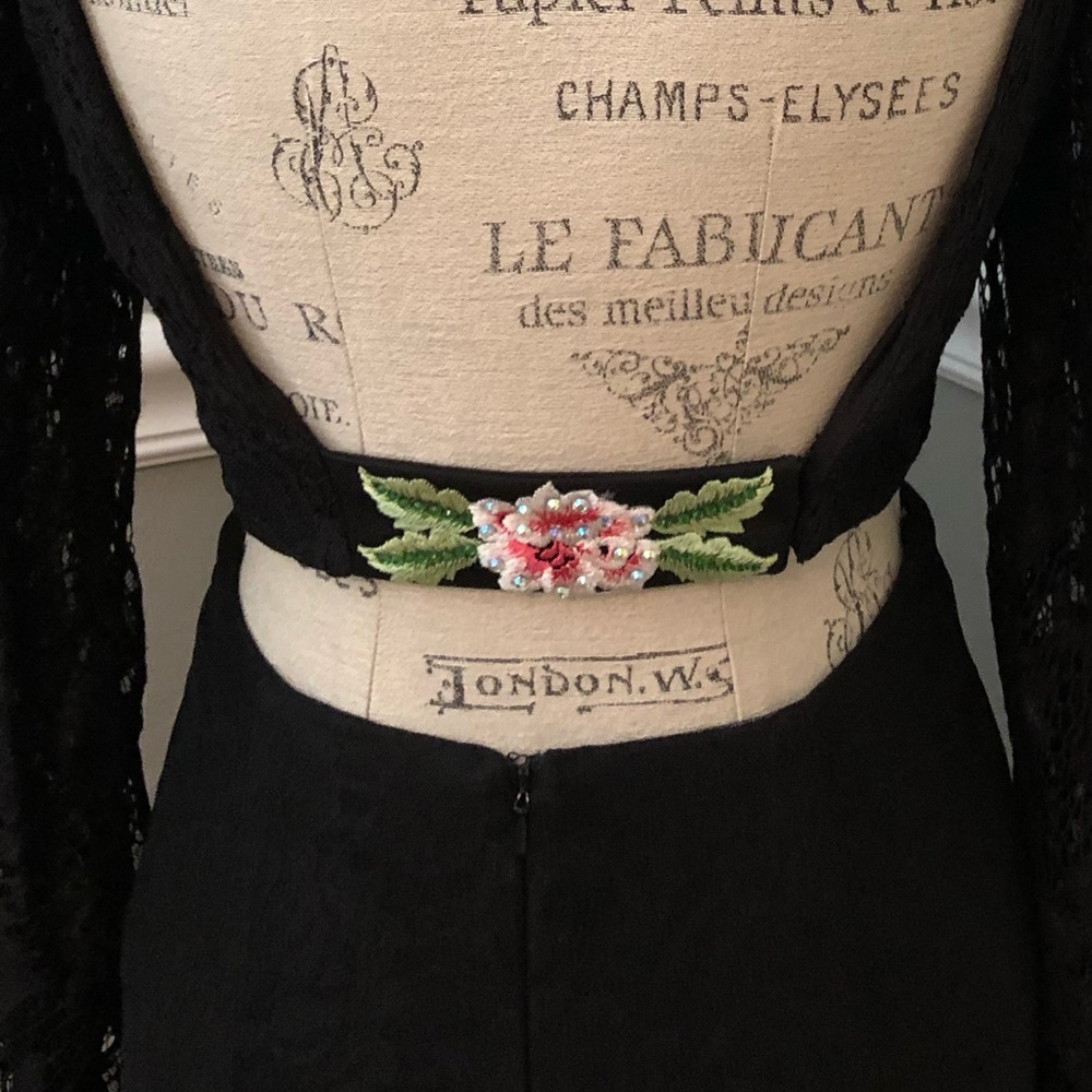 🔴FINAL CLEARANCE NEW JASZ COUTURE SZ 8 TWO PIECE BLACK LACE FLORAL FORMAL GOWN - Picture 3 of 10